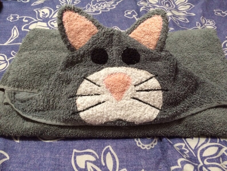 Cat Hooded Towel Etsy