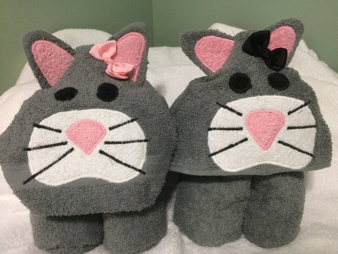 Cat Hooded Towel Etsy