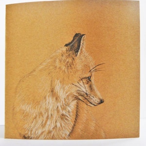 Fox lindo blanco tarjeta, bosque animal tarjeta de Navidad, dibujo original, arte animal personalizado, dibujado a mano, tarjeta de notas hecha a mano, sólo para decir la naturaleza