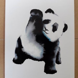 Aquarell Tier Geschenkkarte, Riesen-Panda, Illustration, Geburtstagskarte, nur zu sagen, leere Notizkarte, Naturliebhaber, niedlich, gefährdet, Kunst