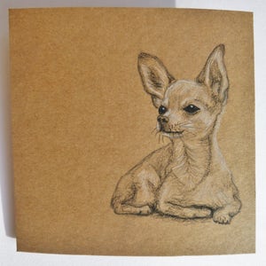 Tarjeta de regalo de chihuahua dibujada a mano para dueños de perros, tarjeta de felicitación para perros pequeños, tarjeta de regalo Kraft, tarjeta con ilustraciones originales de perros, tarjeta Just to Say Dog