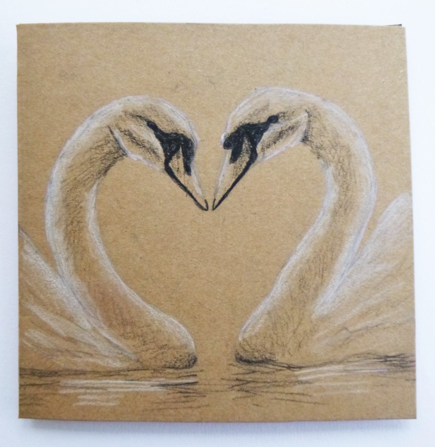 Carte De Cygne Romantique Carte De Cygne Coeur Etsy France