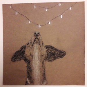 Lindo cachorro tarjeta de Navidad, regalo de perro dibujado a mano, tarjeta Kraft, Navidad, tarjeta de felicitación de perro de vacaciones, dueño del perro, tarjeta de fogueo animal, arte original