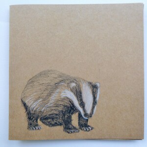 Hand getekend Badger Gift Card, originele Artwork kaart, unieke wenskaart, Forest dier, Woodland dieren, natuur Card, Handmade, handgetekende