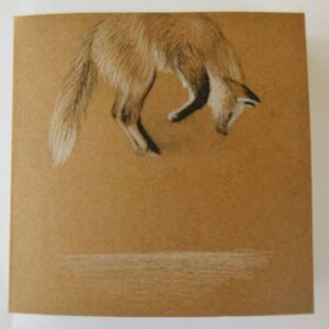 Illustrazione di Fox, Natale opera d'arte, carina Xmas Card, carta regalo di natura, bosco animale originale opera d'arte, nota carte, Kraft bianco, disegno