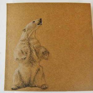 Ours polaire oeuvre originale, carte cadeau Kraft, œuvre d’art, Animal, amoureux de la Nature, insolite, anniversaire, vacances, cartes de correspondance, fait à la main