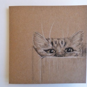 Süße späht Katzenkarte, von Hand gezeichnet Katze Geburtstagskarte, Hand made, Crazy Cat Lady, leere Anmerkungs-Karte, Katzenliebhaber, Weihnachten, ich danke Ihnen, Kitty Cat