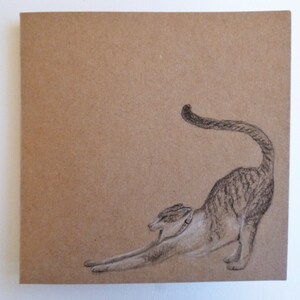 Hecho a mano de gato, tarjeta mano dibujado gato cumpleaños, lindo Crazy Cat Lady, tarjeta de nota en blanco, amante gato, Navidad, gracias, Kitty Cat, Kraft