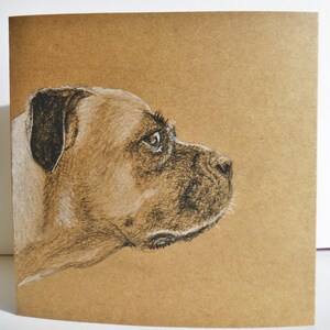 Retrato de perro Boxer, arte en tarjeta de regalo, tarjeta de nota, cumpleaños, Navidad, solo para decir, gracias, tarjeta en blanco, obra de arte original, hecho a mano