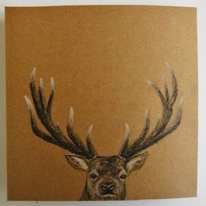 Animaux de la forêt, cerf dessins originaux, Art, cadeau de Noël, cartes vierges, Noël, Custom Animal Art, idées cadeaux cerf, renne Art