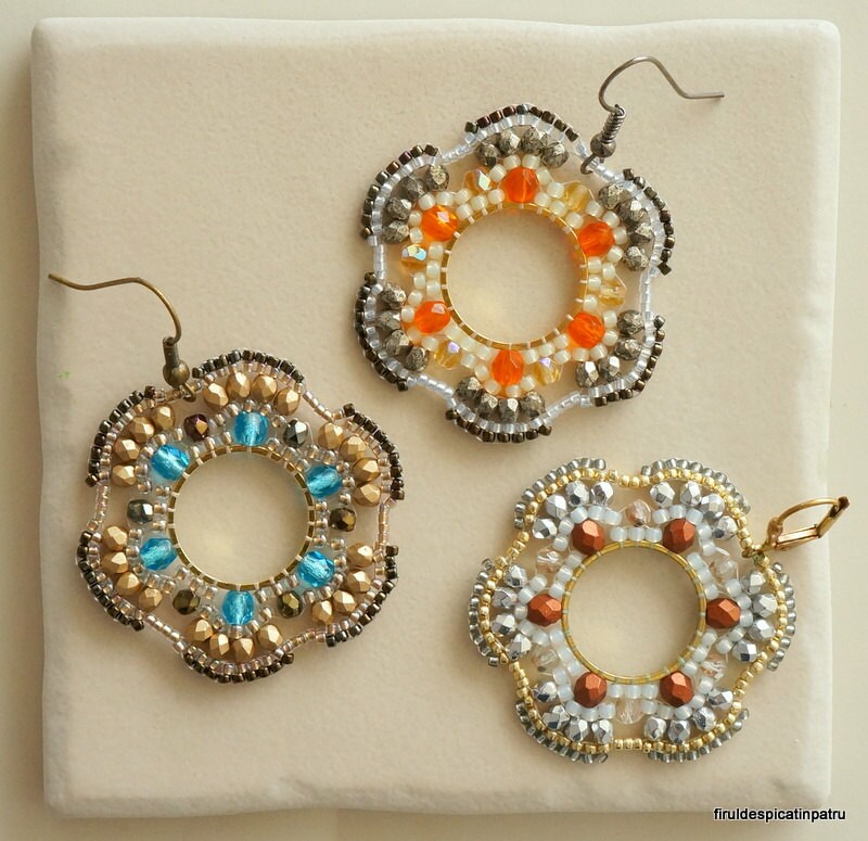 Circular brick outlet stitch earrings