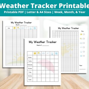 Weather Tracker Bundle Kids Printable Week Month Year PDF Planner ...