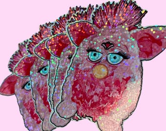 Just a FURBY Girl Vinyl Sticker ~ holographic sticker water resistant sticker