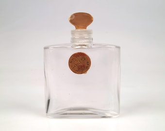 Rare antique 1920-30s Houbigant Un Peau d'Ambre, 'A Little Amber', glass perfume scent bottle with gilt stopper.
