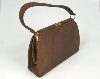 1940-50's Vintage Dark Brown Corde Handbag.