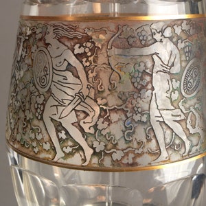 Antique 1920-30s Moser of Karlsbad Art Deco warrior oroplastic cameo glass perfume scent bottle atomiser.