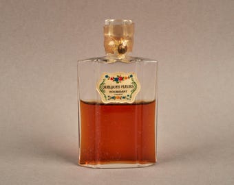 Vintage 1940s Houbigant Quelques Fleurs glass perfume scent bottle.