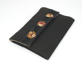 Antique 1920’s Black Fabric Evening Bag with Glasgow Rose Trim. 