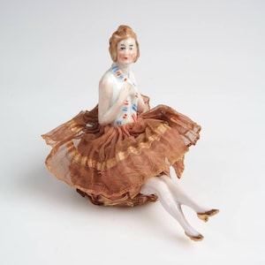 Vintage Porcelain Art Deco Half Doll Pin Cushion 1930’s