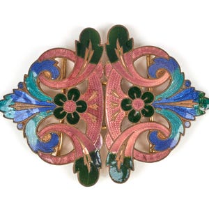 Antique 1900s Art Nouveau Enamel Buckle. 