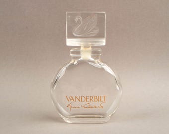 Vintage Gloria Vanderbilt VANDERBILT zwaanglazen parfumflesje uit de jaren 1980-90.