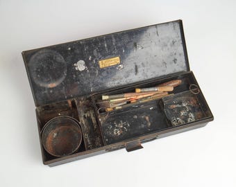 Antique Reeves & Sons Metal Watercolour Paint Box, 1880’s. 
