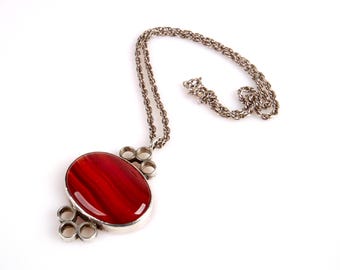 Colgante y cadena vintage de plata y ágata escocesa de 1978