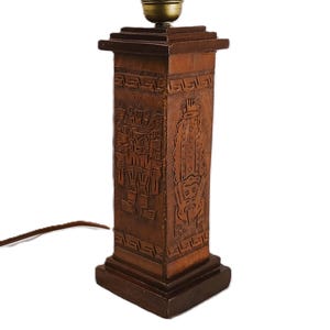 Vintage 1960s Leather Totem Lamp Angel L. Pazmino Aztec Inca maya Brutalist Design, Mid Century Modern Lighting, No Shade Muebles De Estilo