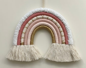 Accrochage mural arc-en-ciel en macramé à 6 niveaux - art de la fibre - arc-en-ciel en corde - décor de chambre d’enfant - salle de jeux - nouveau cadeau pour bébé - décoration intérieure.