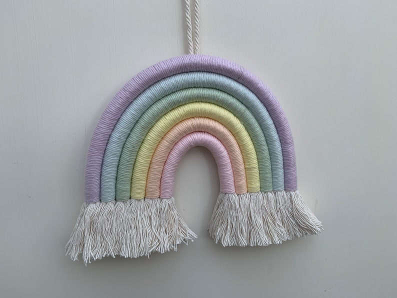 Rainbow Wall Hanging Pastel Rainbow Fibre Art Nursery Etsy UK