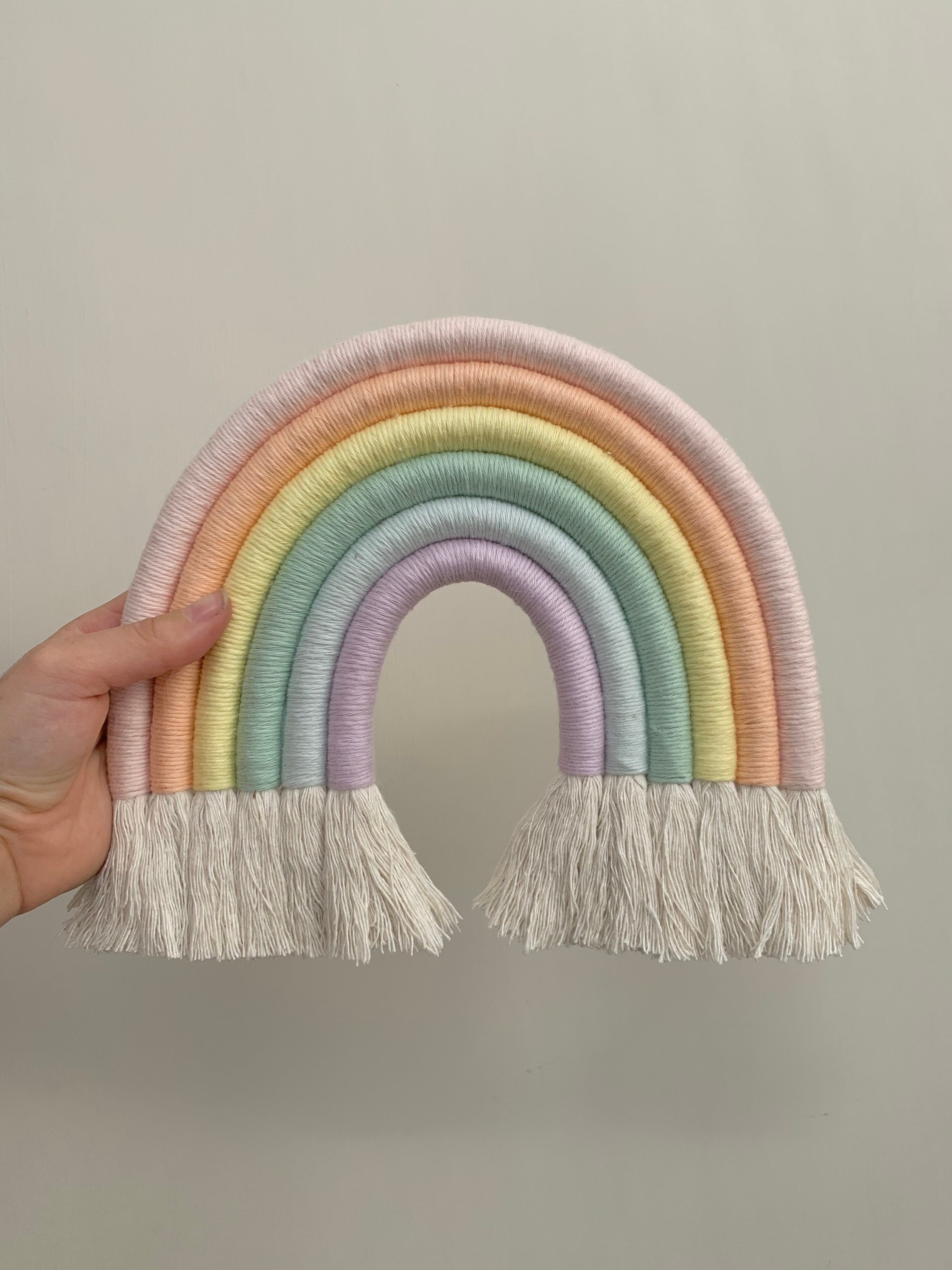 Rainbow Wall Hanging Pastel Rainbow Fibre Art Nursery Etsy UK