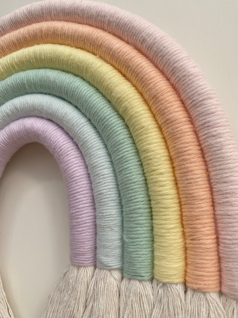 Rainbow Wall Hanging Pastel Rainbow Fibre Art Nursery Etsy UK