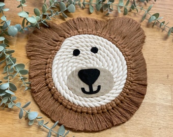 Bear Macrame rope animal wall hanging - Bear nursery decor - rope animal face - new baby gift