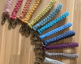 Macrame wristlet - macrame key ring - wrist strap key ring.