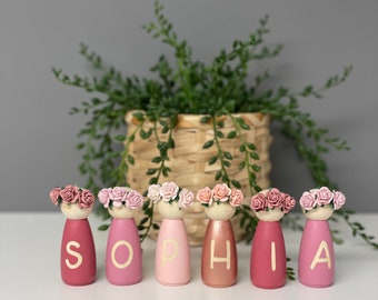 Personalised wooden peg dolls - nursery decor - playoom