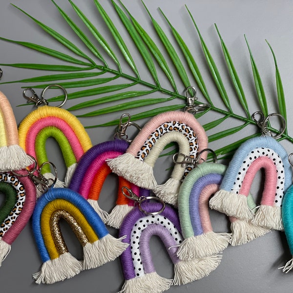 Rainbow Key Rings - Macrame rainbow - bag charm