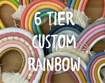 6 Tier Custom Rainbow wall hanging - custom rainbow - fibre art - nursery decor - playroom - new baby gift - family room