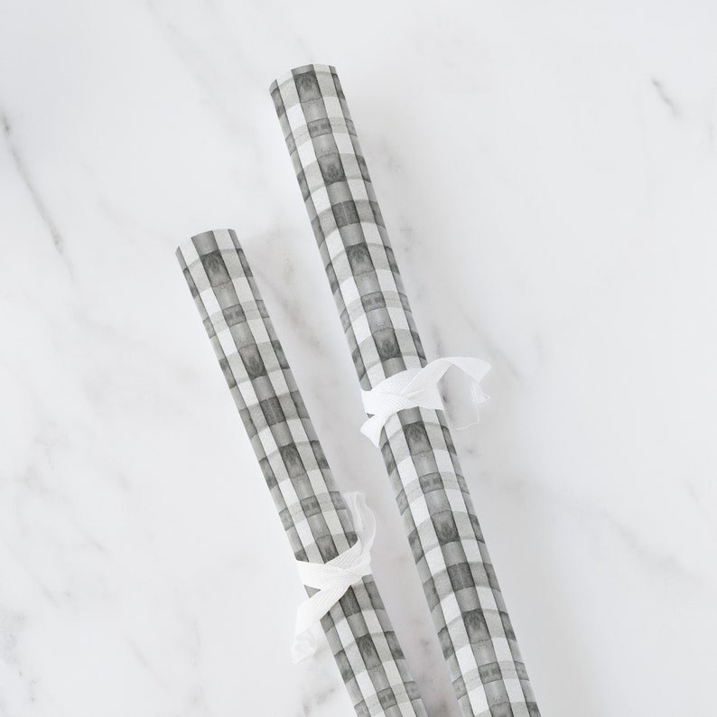 Black & White Buffalo Plaid Check Watercolor Gift Wrapping | Etsy