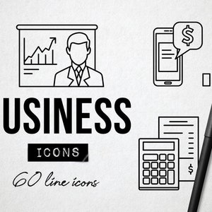 Business Icons, Business Clipart, Office, Work Icons, Entrepreneurship, Startup Icons, Money, E-Commerce Icons, Line Icons, Crypto Currency image 1