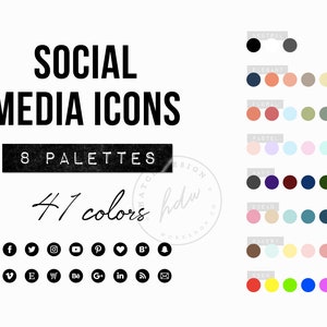 Social Media Icons, Website Icons, Blog Buttons, Black, Clipart, PNG, Pink, Purple, Kit, Marketing, Instagram, Snapchat, Facebook, Pinterest