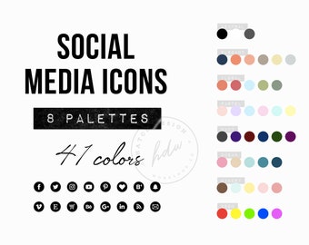 Social Media Icons, Website Icons, Blog Buttons, Black, Clipart, PNG, Pink, Purple, Kit, Marketing, Instagram, Snapchat, Facebook, Pinterest