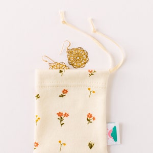 Small Drawstring Bag Made With Organic Cotton, Gift Bag, Jewelry Bag ...