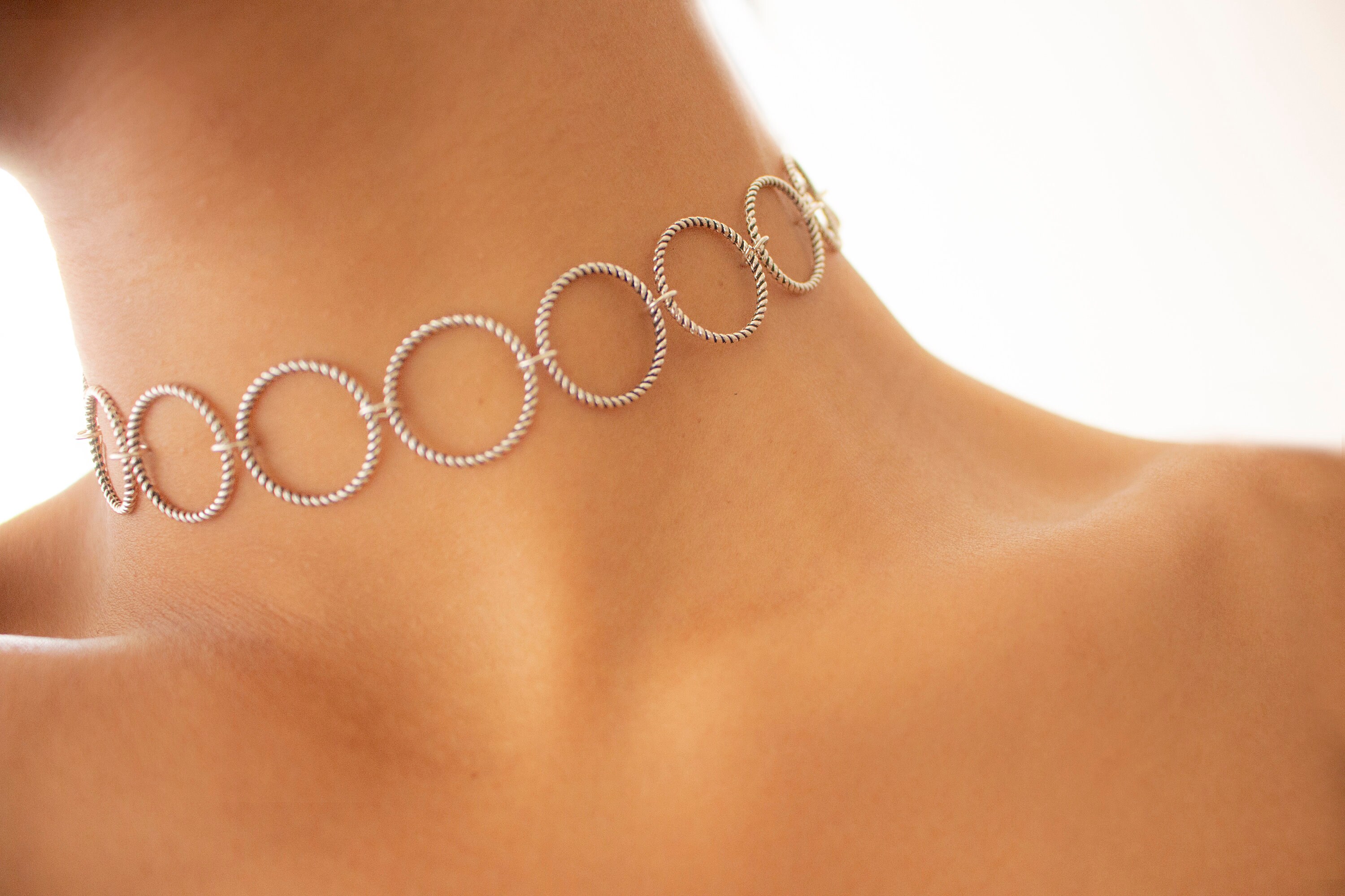 Silver O Ring Choker Necklace Silver Choker Silver Necklace Etsy