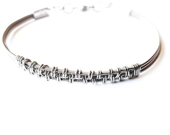 Woven, Guitar String Bracelet, Unisex Bracelet, Guitar Bracelet, Music Jewelry, Guitar Jewelry, Do Re Mi, Musician, Silver, Music Teacher