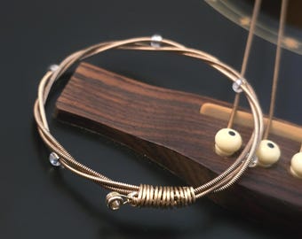 Bronze Guitar String Bangle Bracelet: Music Jewelry