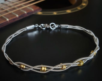 Braided Guitar String Bracelet: Upcycled Music Lover Jewelry