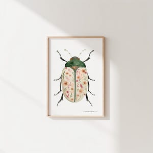Floral Beetle Art Floral Watercolor Beetle Floral Beetle Wall Art Nursery Beetle Art Nursery Floral Watercolor Art Floral Art for Nursery