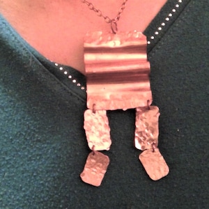 Textured Copper Pendant Necklace