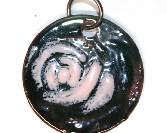 1" Enameled Copper Pendant Necklace In Different Colors And Patterns