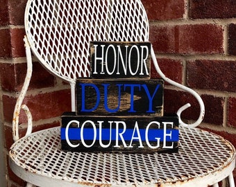 Thin Blue Line Police Officer Honor Duty Courage Flag License Plate Frame Gift